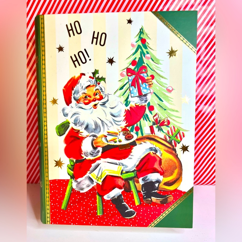 Large Christmas Santa Fake Book Box Decor Gift Holly Jolly HoHoHo Vintage Image